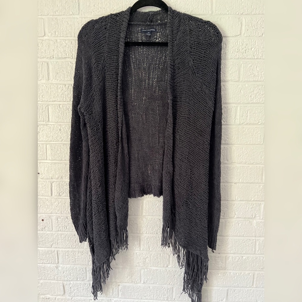 American Eagle dark navy blue crochet  cardigan.